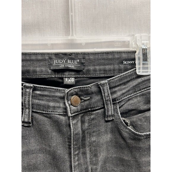 Judy Blue Black Cuffed Distressed Jeans Skinny Fit Juniors Size 7 | 28 - Picture 2 of 7
